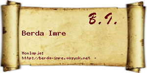 Berda Imre névjegykártya